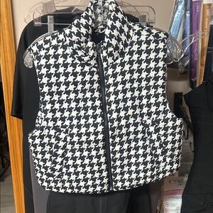 Houndstooth Black and White Puffer Vest